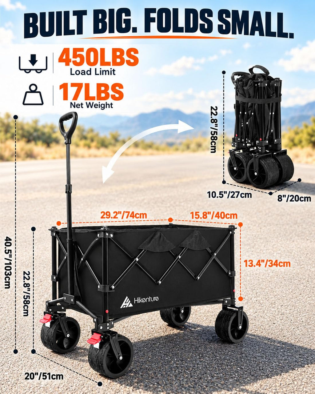 Foldable Beach Wagon with Big Wheels I961969