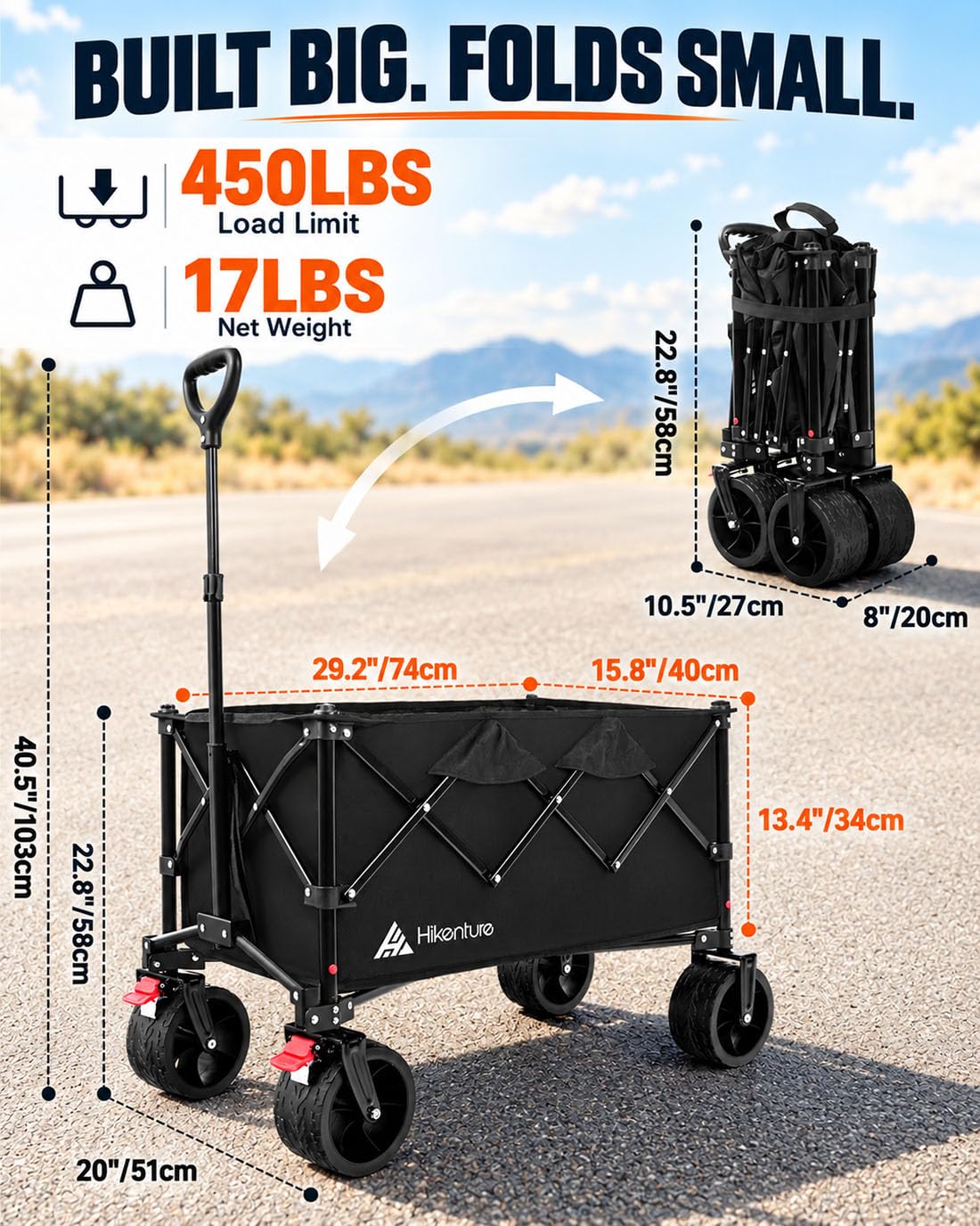 Foldable Beach Wagon with Big Wheels I961969