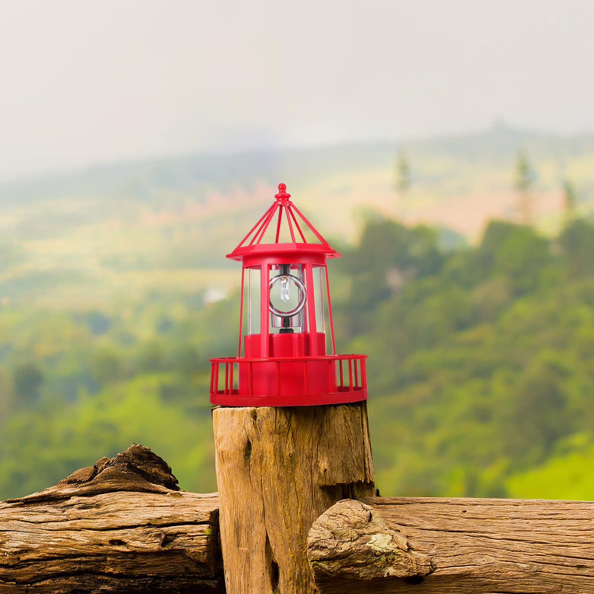 Rotating Metal Solar Lighthouse E6132
