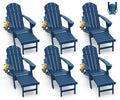 Blue Folding Adirondack Chairs with Ottoman Set of 6 Y71374