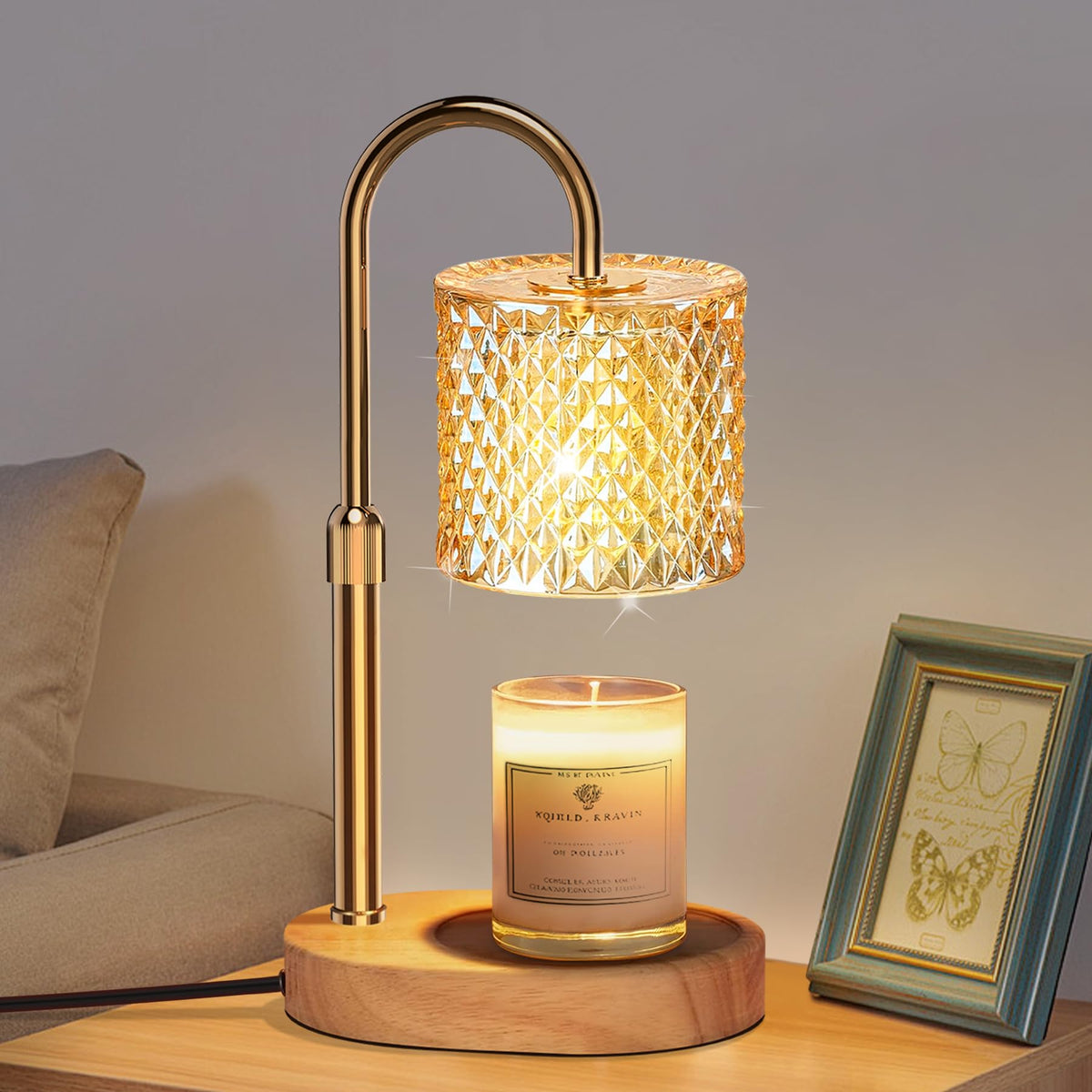Candle Warmer Lamp with Timer Dimmer Adjustable Height Q640372