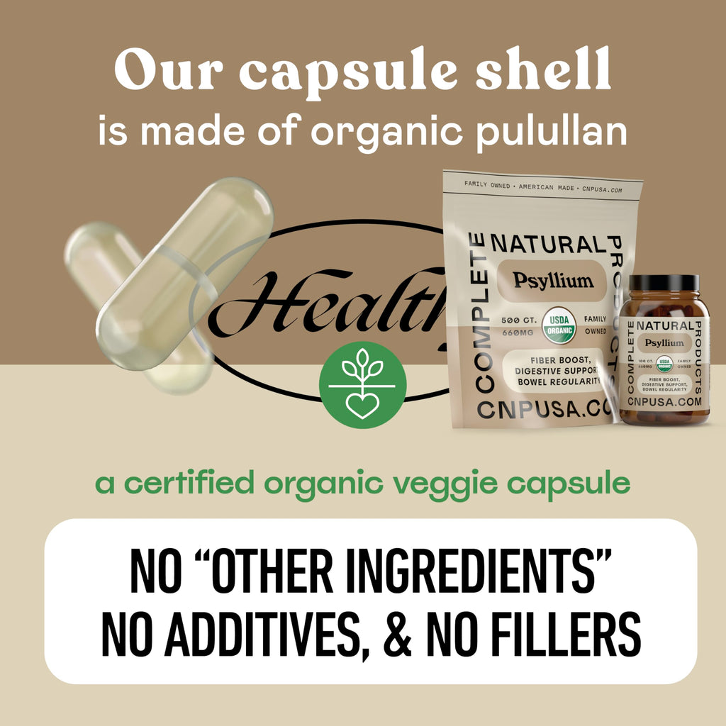 Organic Psyllium Husk Capsules 660mg 500ct S3248
