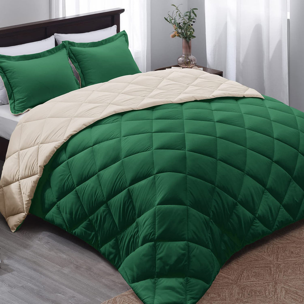 Forest Green King Size Reversible Down Alternative Comforter Set A6393