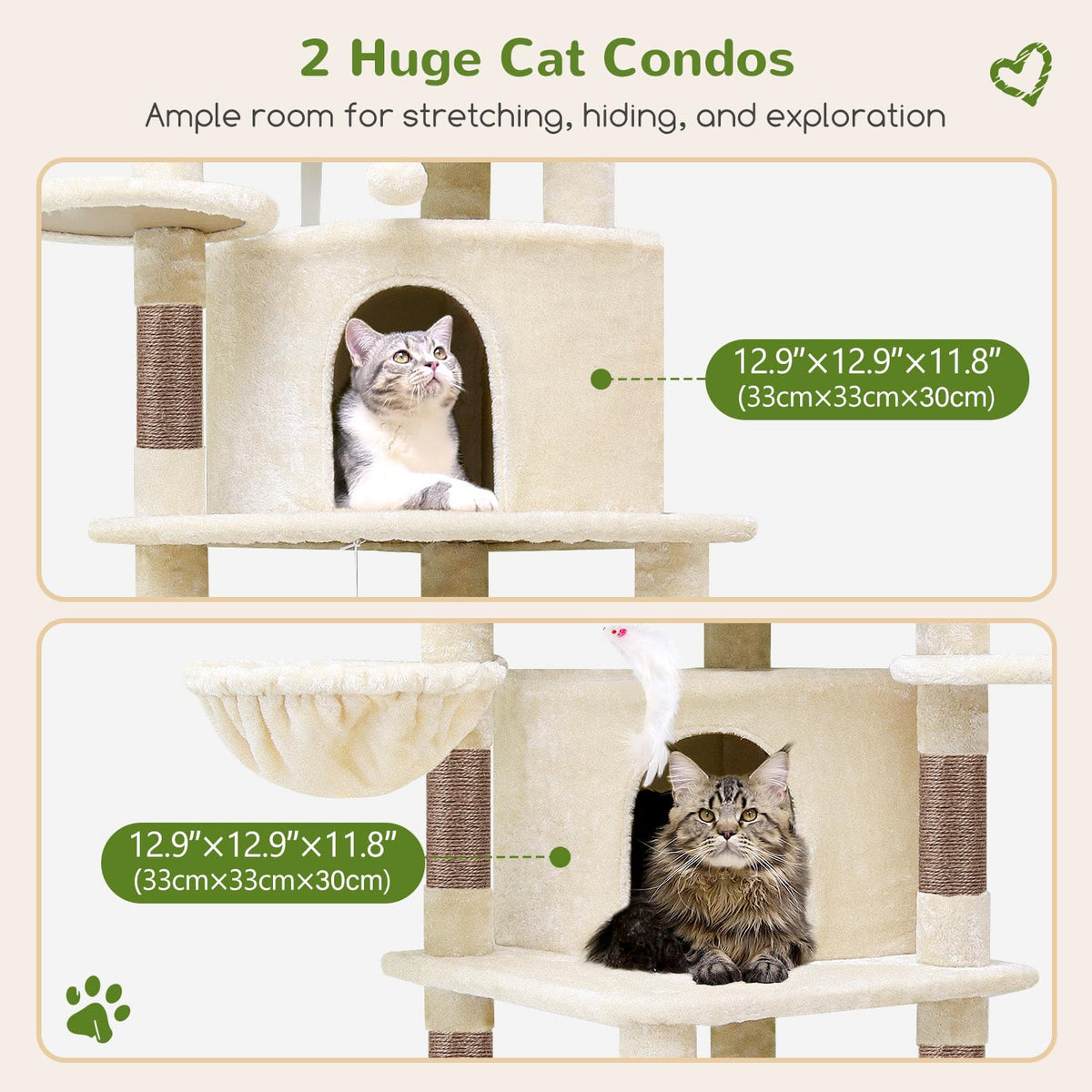 Beige 66inch Corner Cat Tree Tower O54862