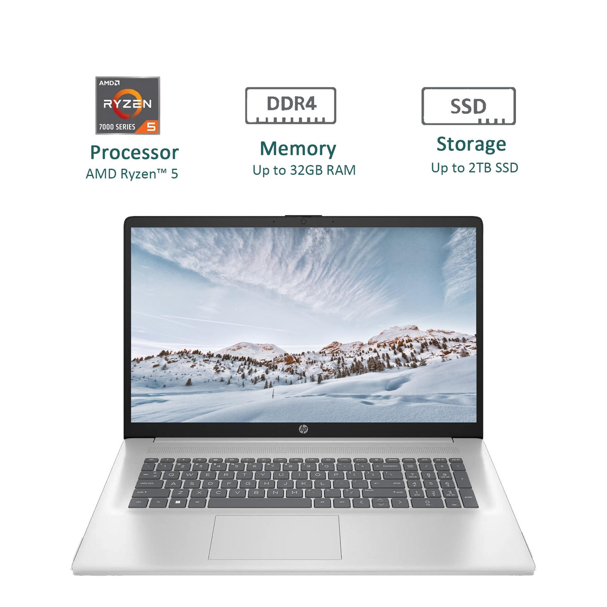 17.3" Full HD Laptop AMD Ryzen 5 16GB RAM 1TB SSD Natural Silver O9966