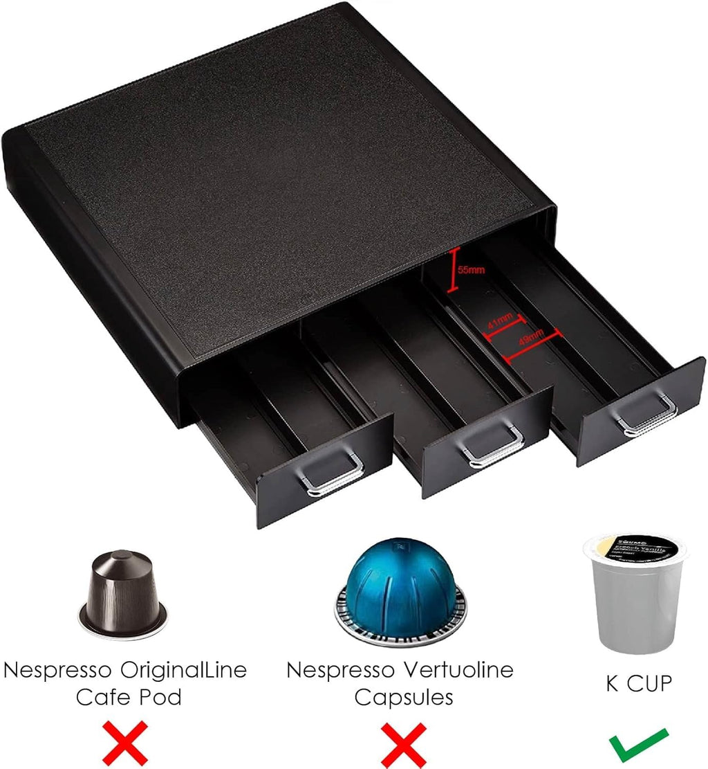 Black 36 Pod Capacity 3 Drawer Coffee Pod Storage Drawer Q597