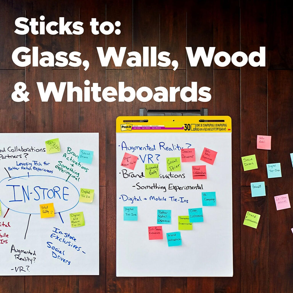 Super Sticky Wall Easel Pad, 25" x 30", 20 Sheets/Pad, 6 Pads/Pack G5298