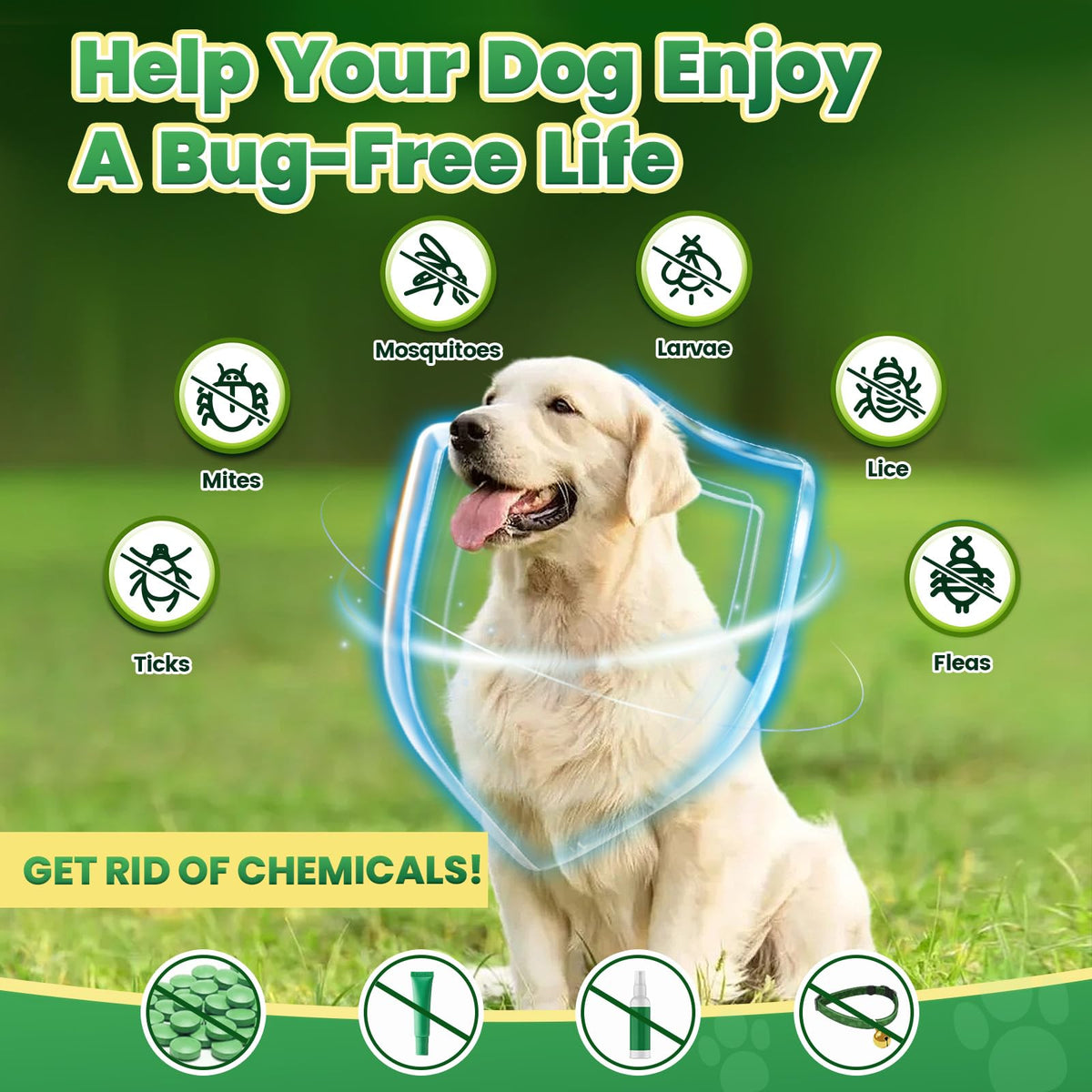 Flea and Tick Prevention for Dogs with Vitamins Fish Oil F21765