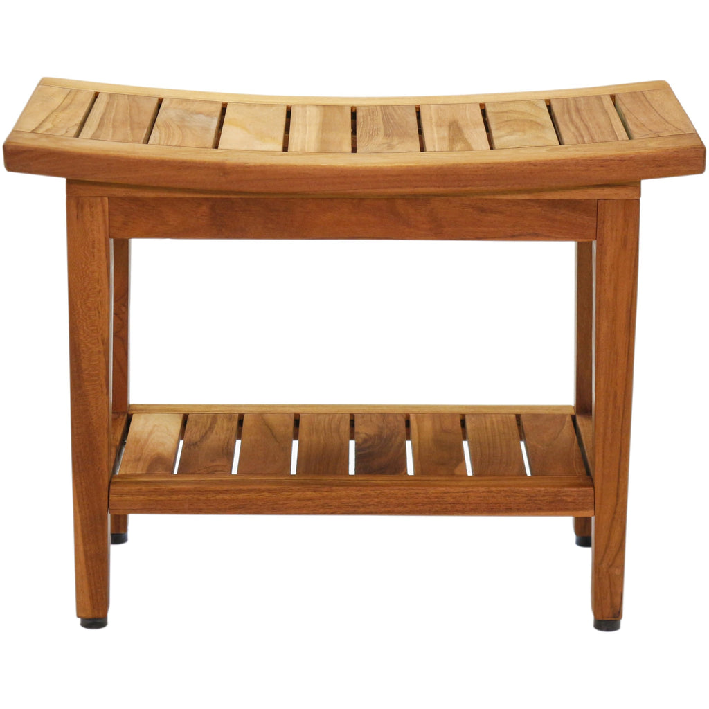 24" Teak Shower Bench with Shelf P497328