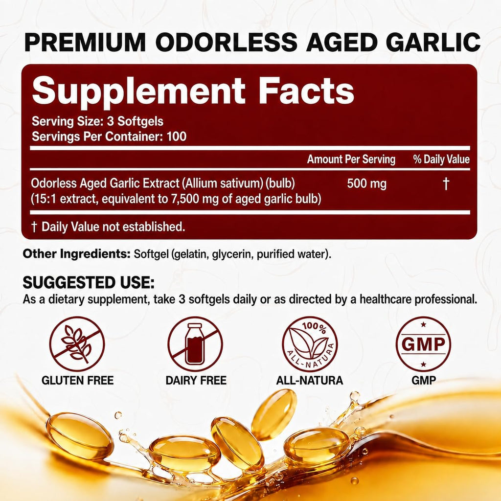 Odorless Aged Garlic Extract 7500mg 300 Softgels L14867