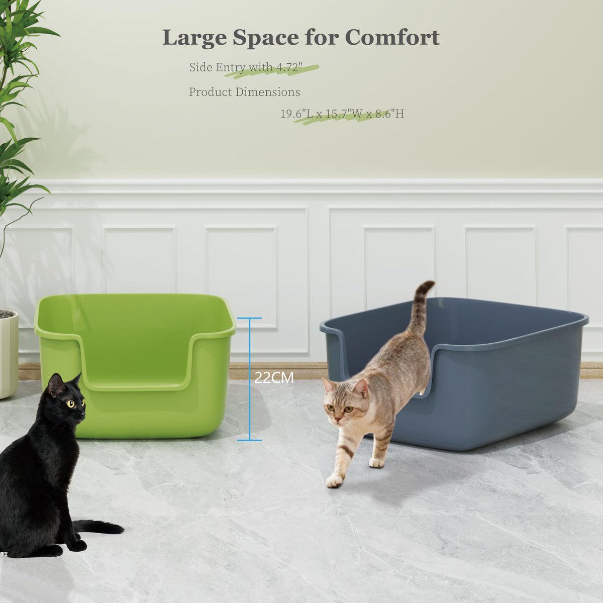 Large High Sided Cat Litter Box with Scoop 2 Pack U6769