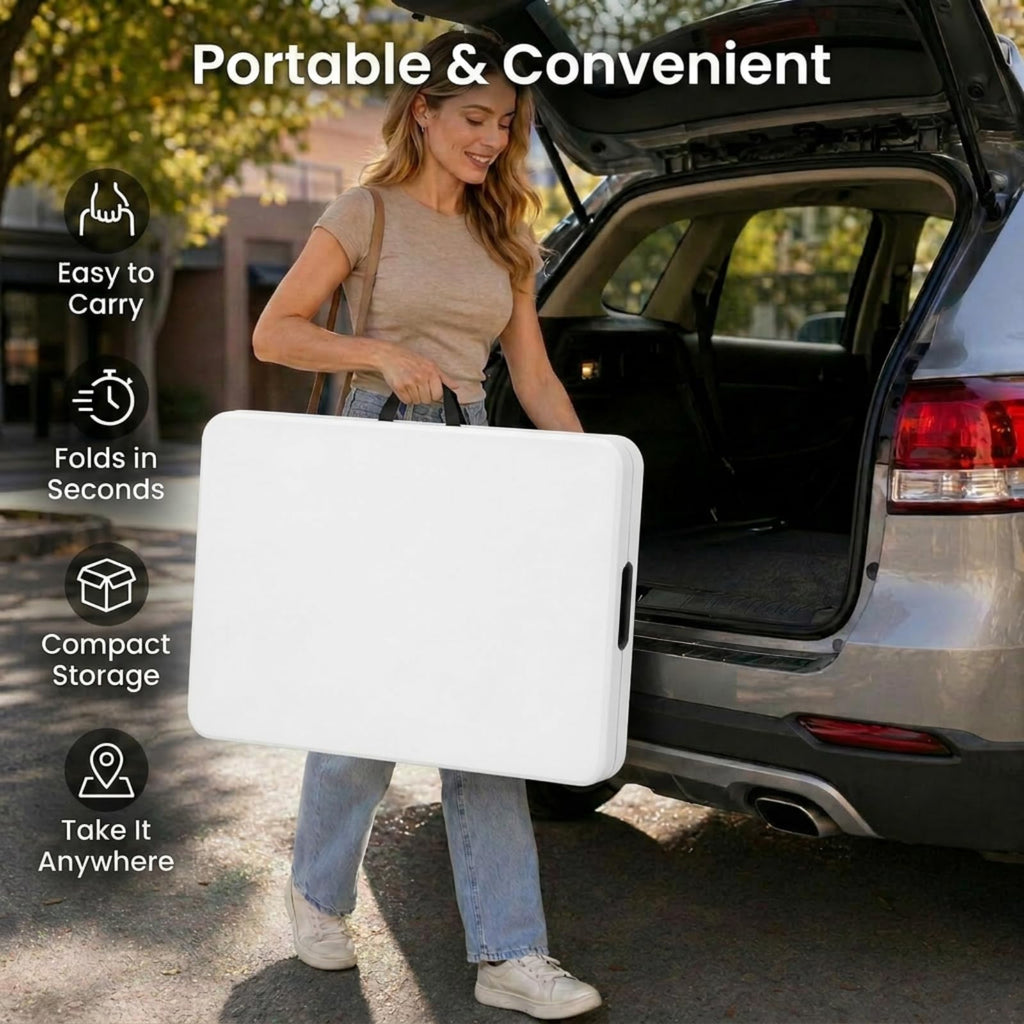Set of 2 White 6 FT Folding Plastic Table D32973