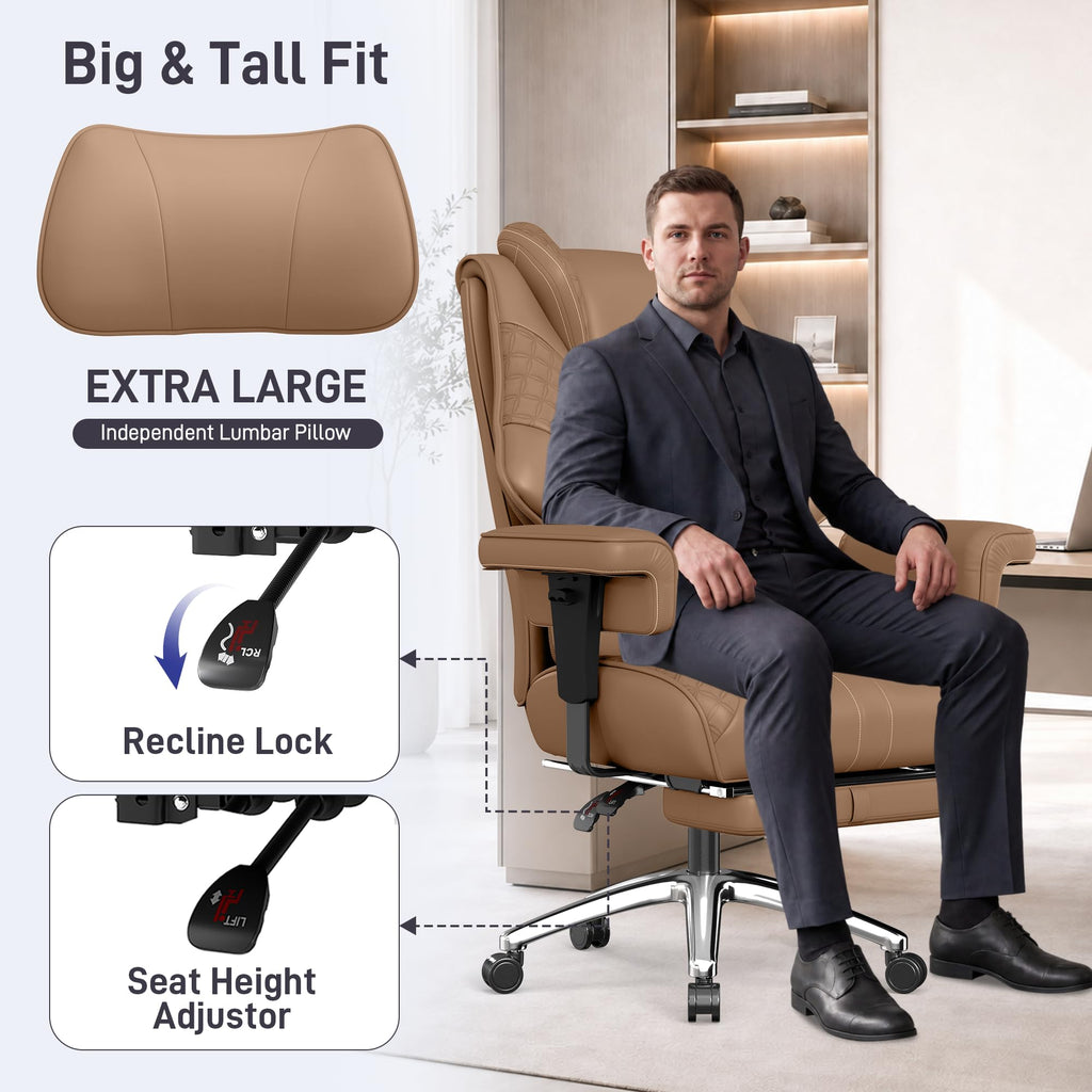 Big and Tall Executive Office Chair with Footrest and Lumbar Support B41186