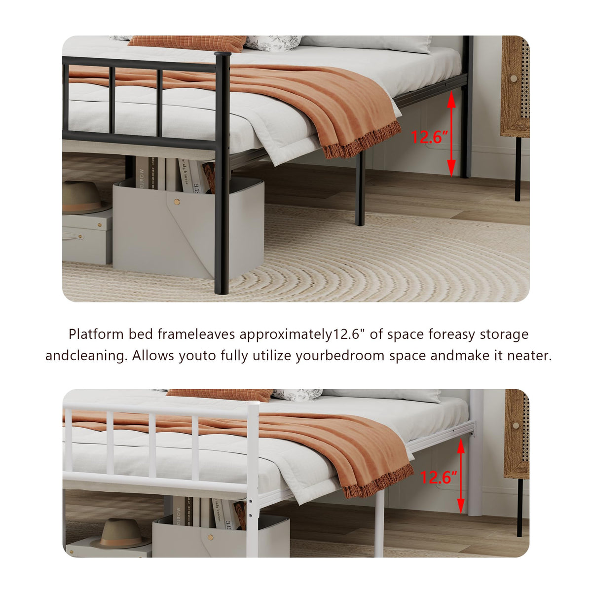 Black Full Size Metal Platform Bed Frame M9086