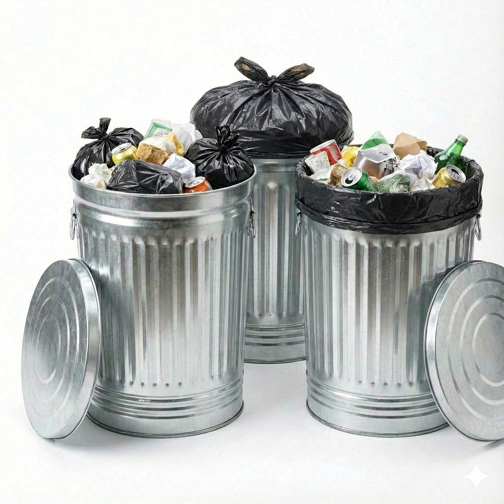 31 Gallon Galvanized Steel Metal Trash Can with Locking Lid R502709