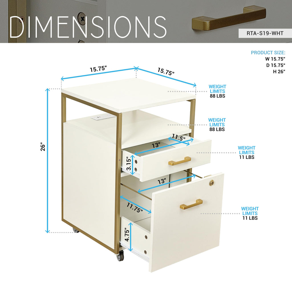 2 Drawer Rolling File Cabinet with Lock O730863