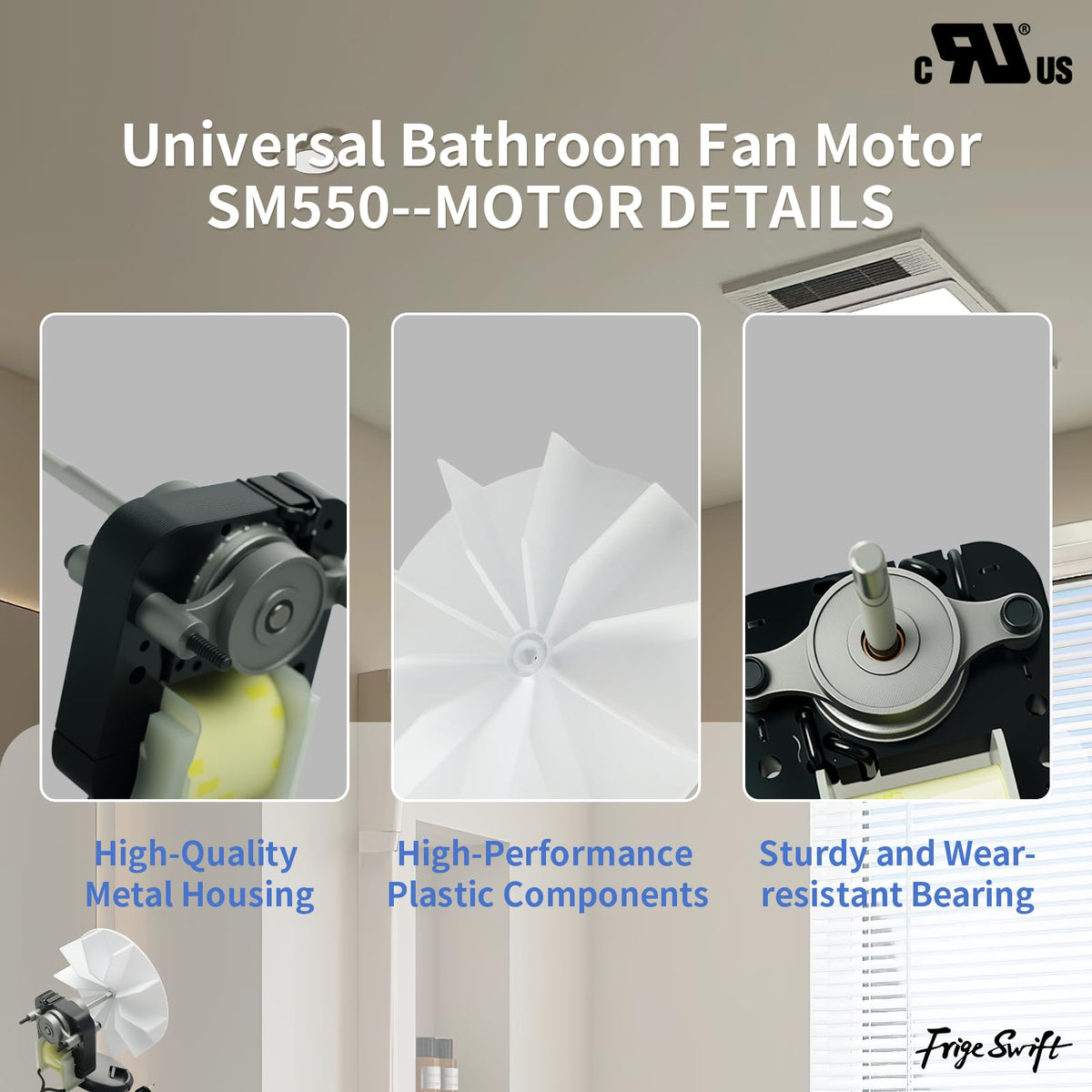 Universal Bathroom Vent Exhaust Fan Motor 50 CFM 120V 60Hz U9233