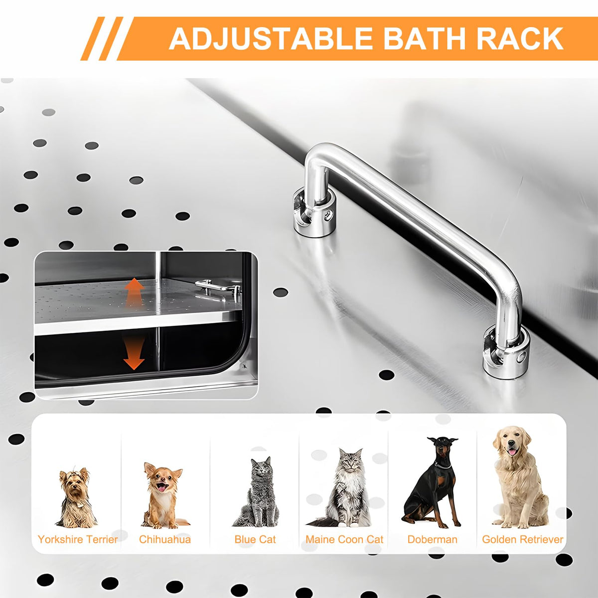 Stainless Steel Dog Grooming Tub with Stairs and Faucet L307