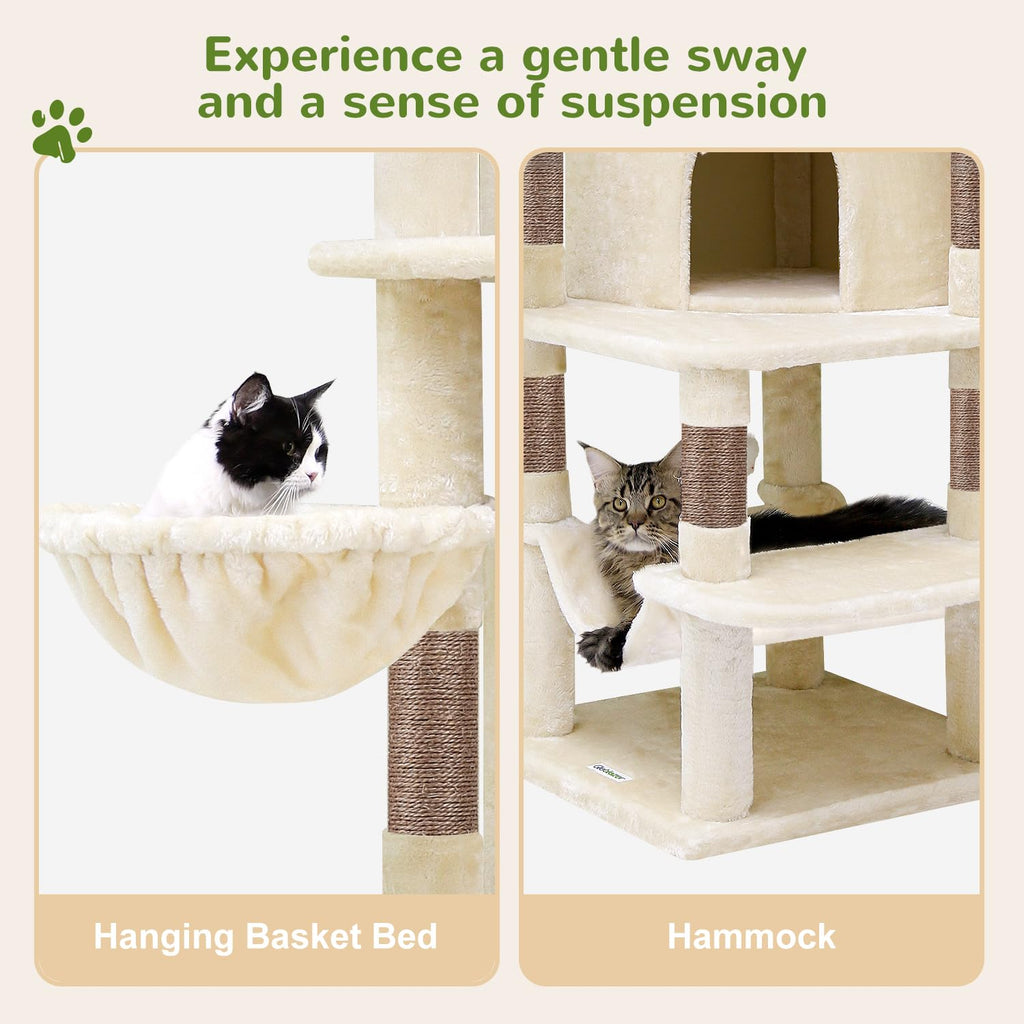 Beige 66inch Corner Cat Tree Tower O54862