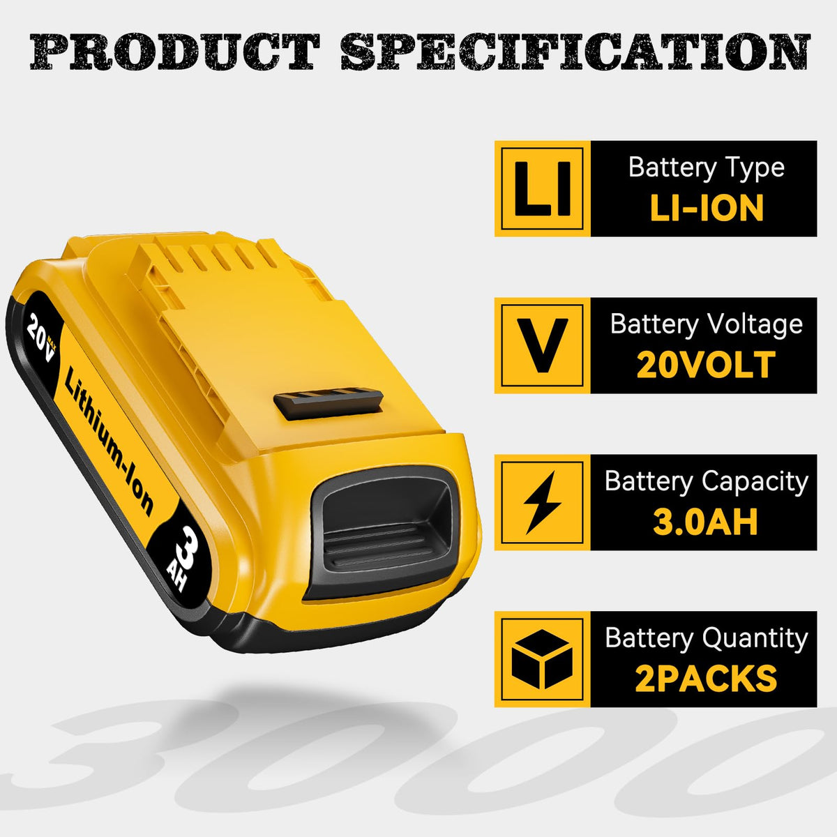 2 Packs 3.0Ah Lithium-Ion Battery L54949