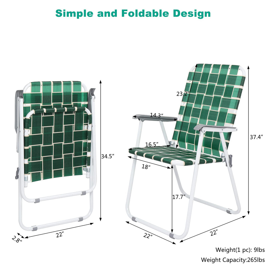 Dark Green Set of 2 Webbed Folding Chairs O51258