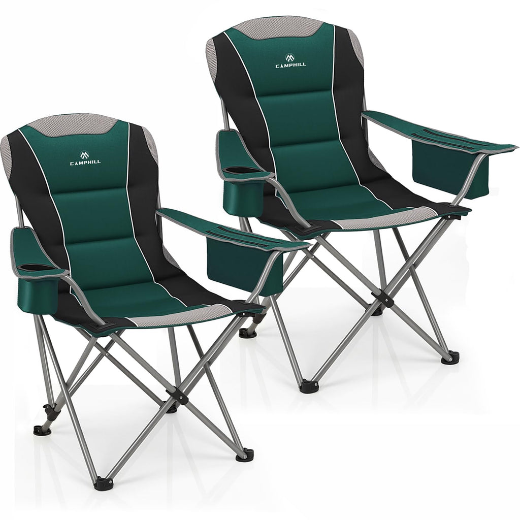 Oversized Folding Camping Chair with Cup Holder, 2 Pack P609