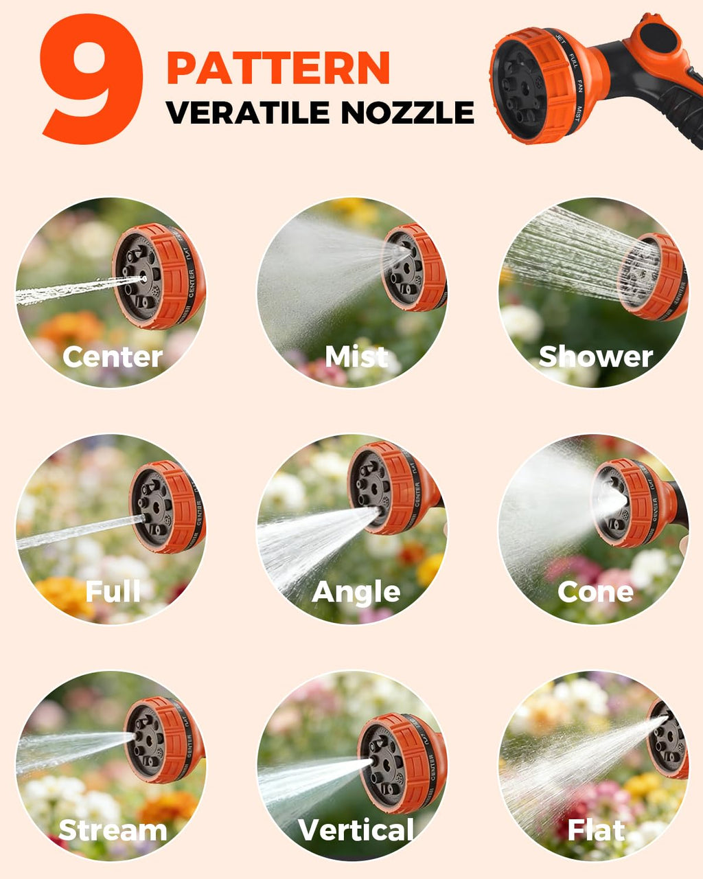 Retractable Garden Hose Reel 100 ft 1/2 Inch with 3-Layer PVC Hose C3000