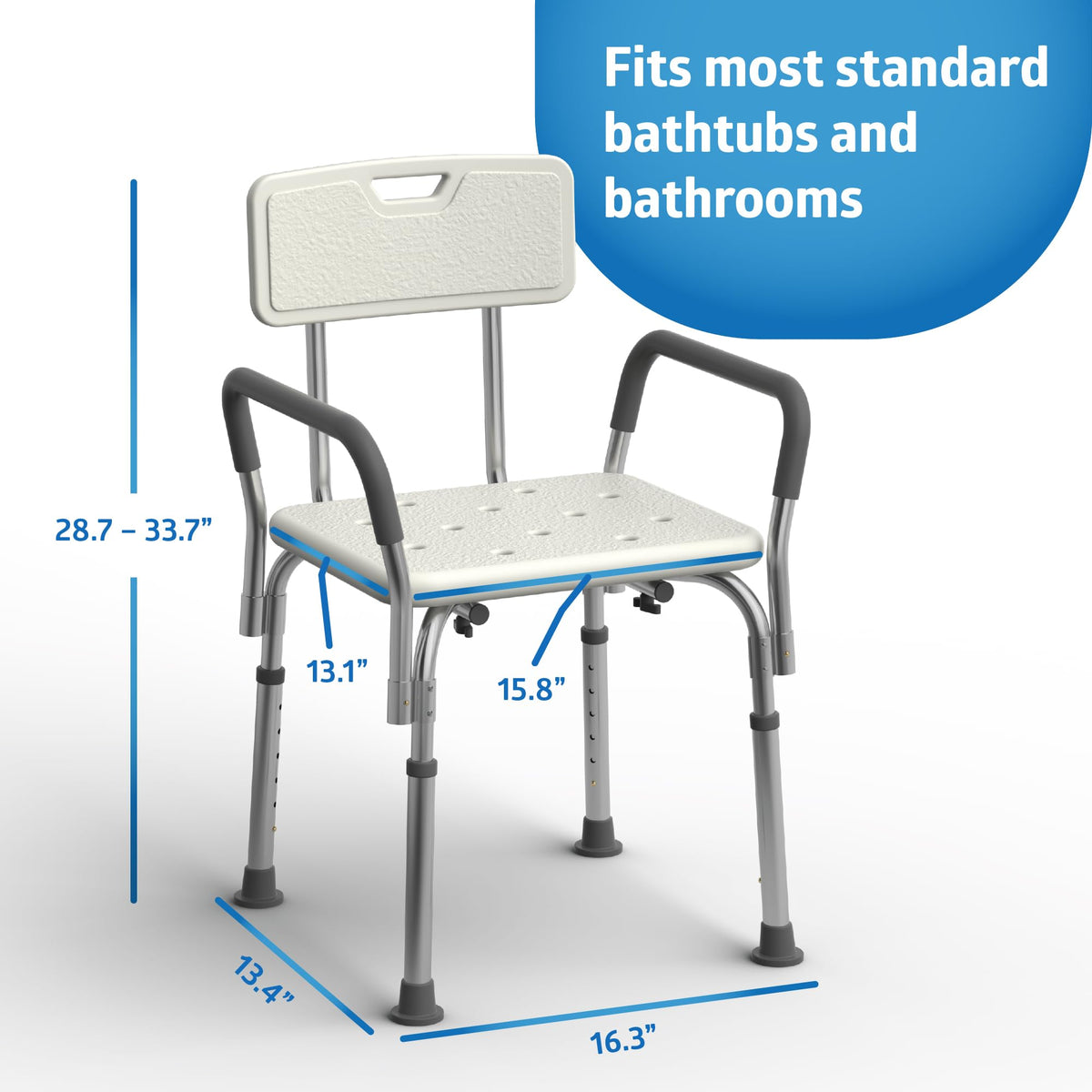 Shower Chair with Backrest and Padded Armrests C982536