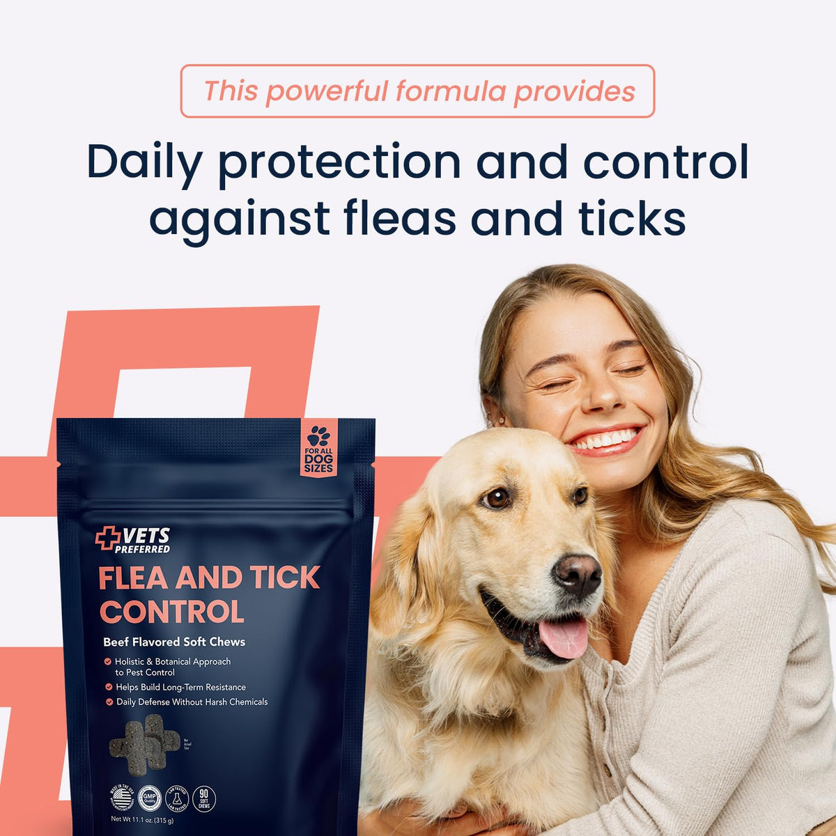 Chewable Flea and Tick Prevention for Dogs 90 Ct I384537
