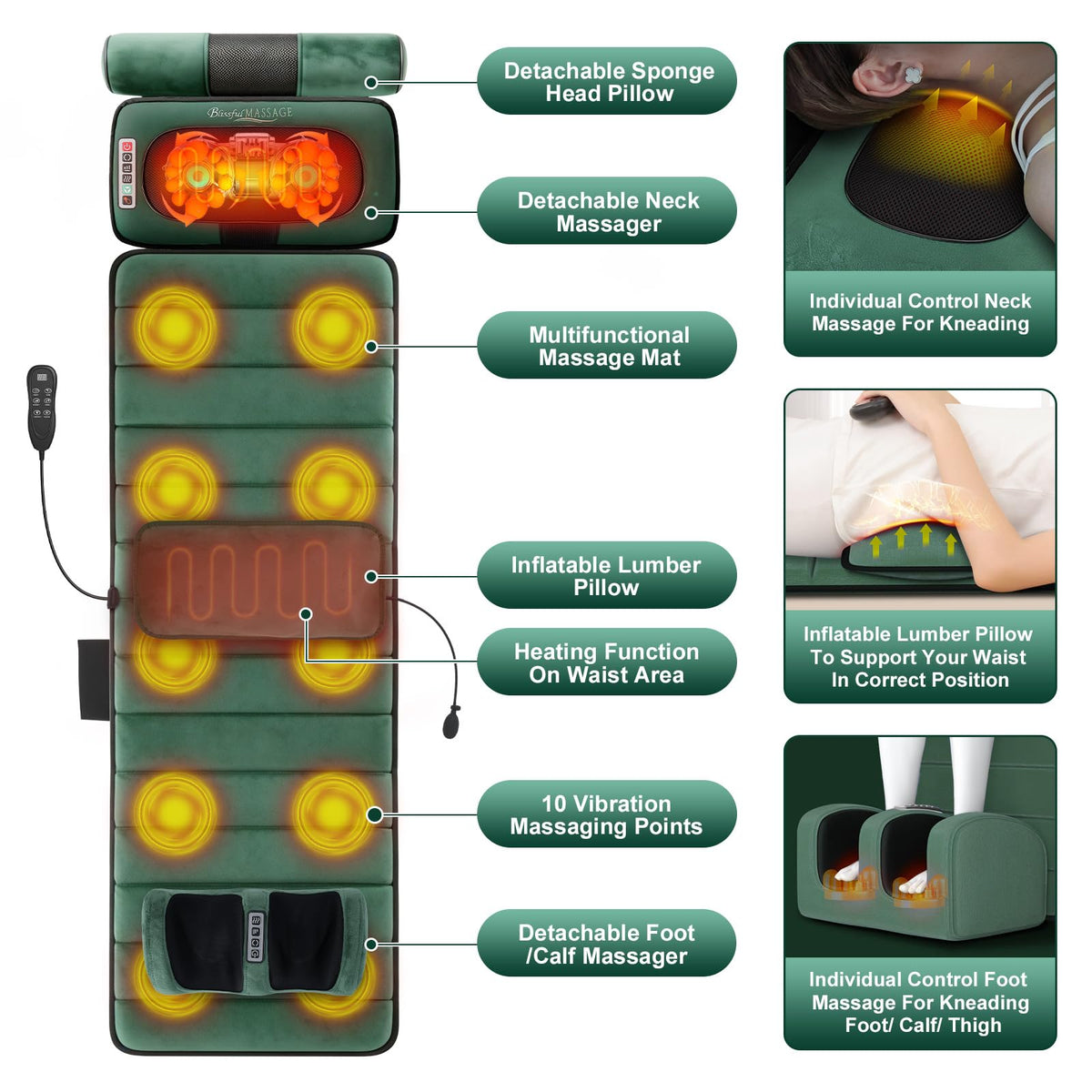 Full Body Massage Mat with Heat & Vibration O524