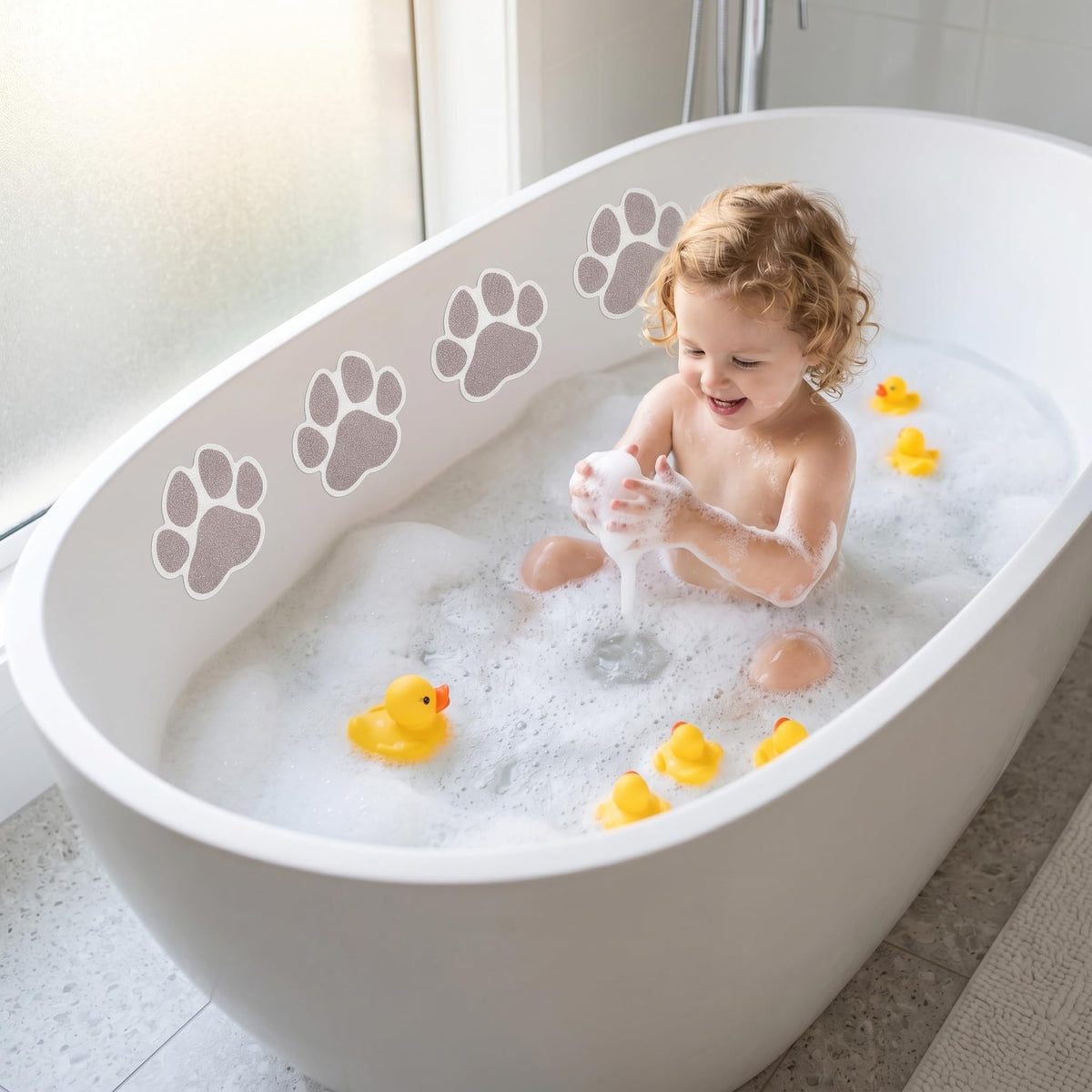 Grey Checkered Dog Paw Non Slip Stickers C8678
