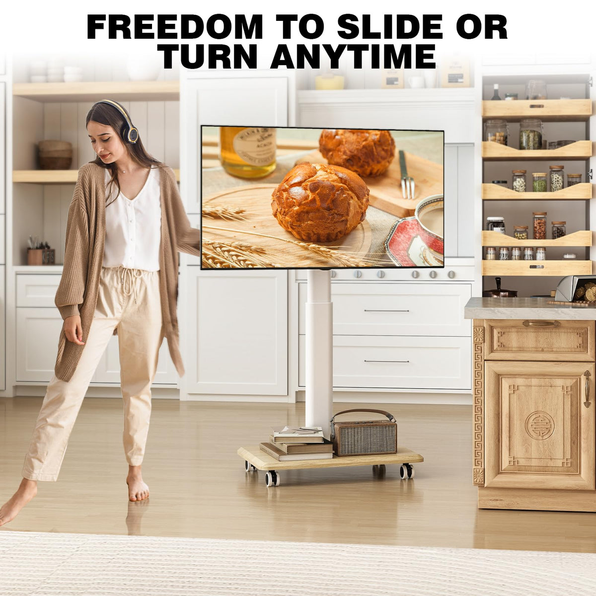 Rolling TV Stand for 32-70 Inch TVs Y60327