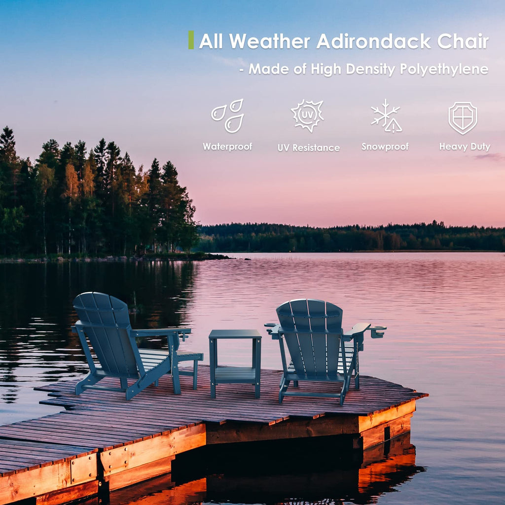 Blue Folding Adirondack Chairs with Ottoman Set of 6 Y71374