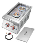 Double Side Burners, 2 x 17,000BTU Liquid Propane, Convertible to Natural Gas, 304 Stainless Steel Built-in G716