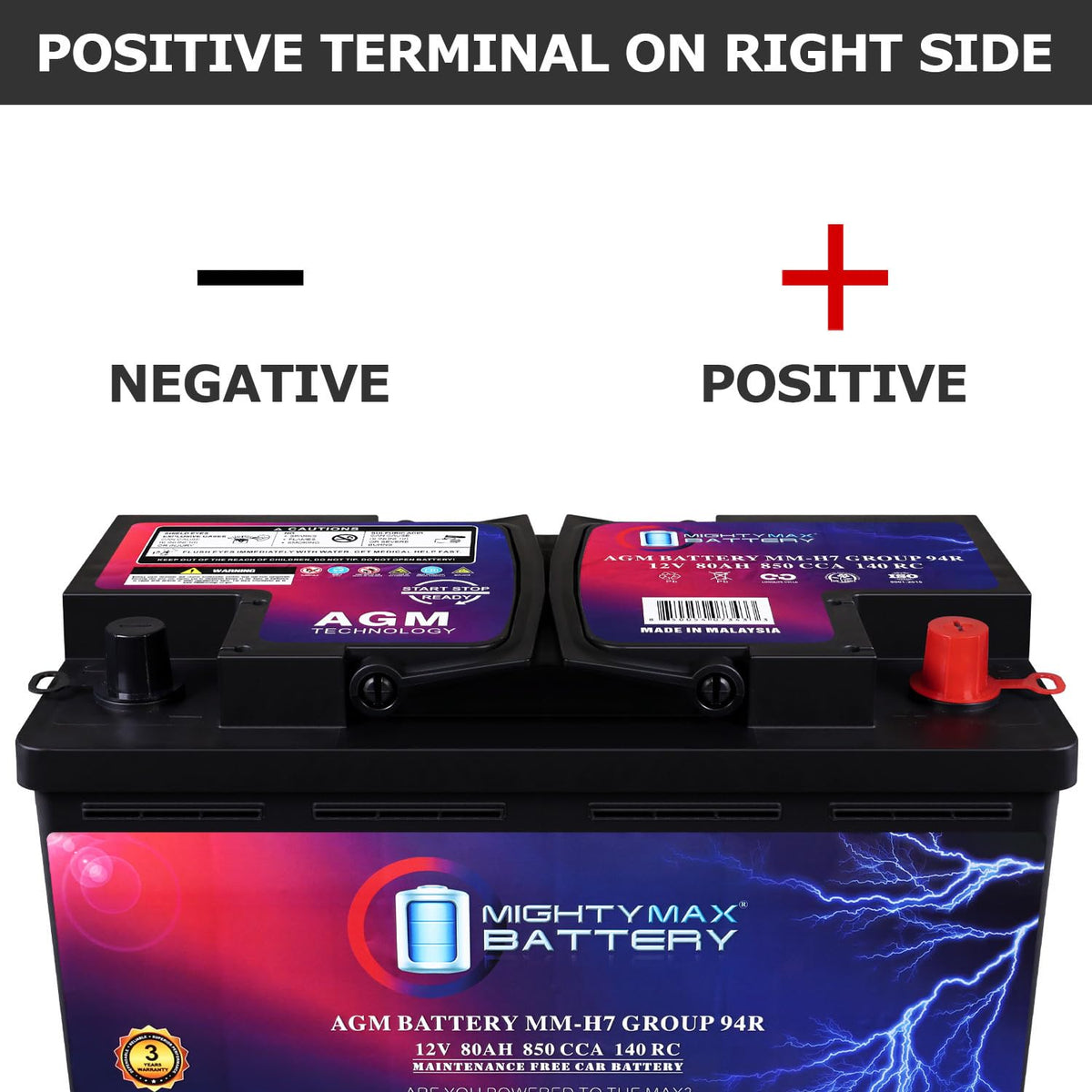 12V 80AH 850 CCA Replacement Battery P22158