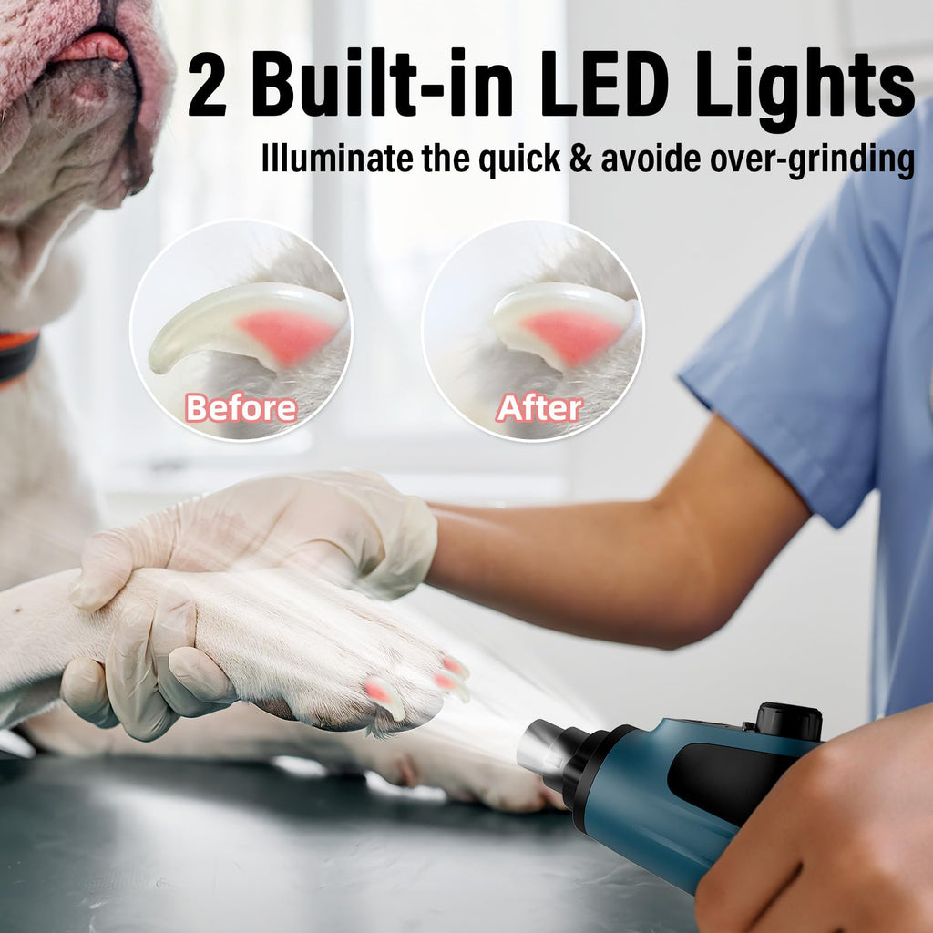 Dog Nail Grinder with 2 LED Lights Rechargeable W676151