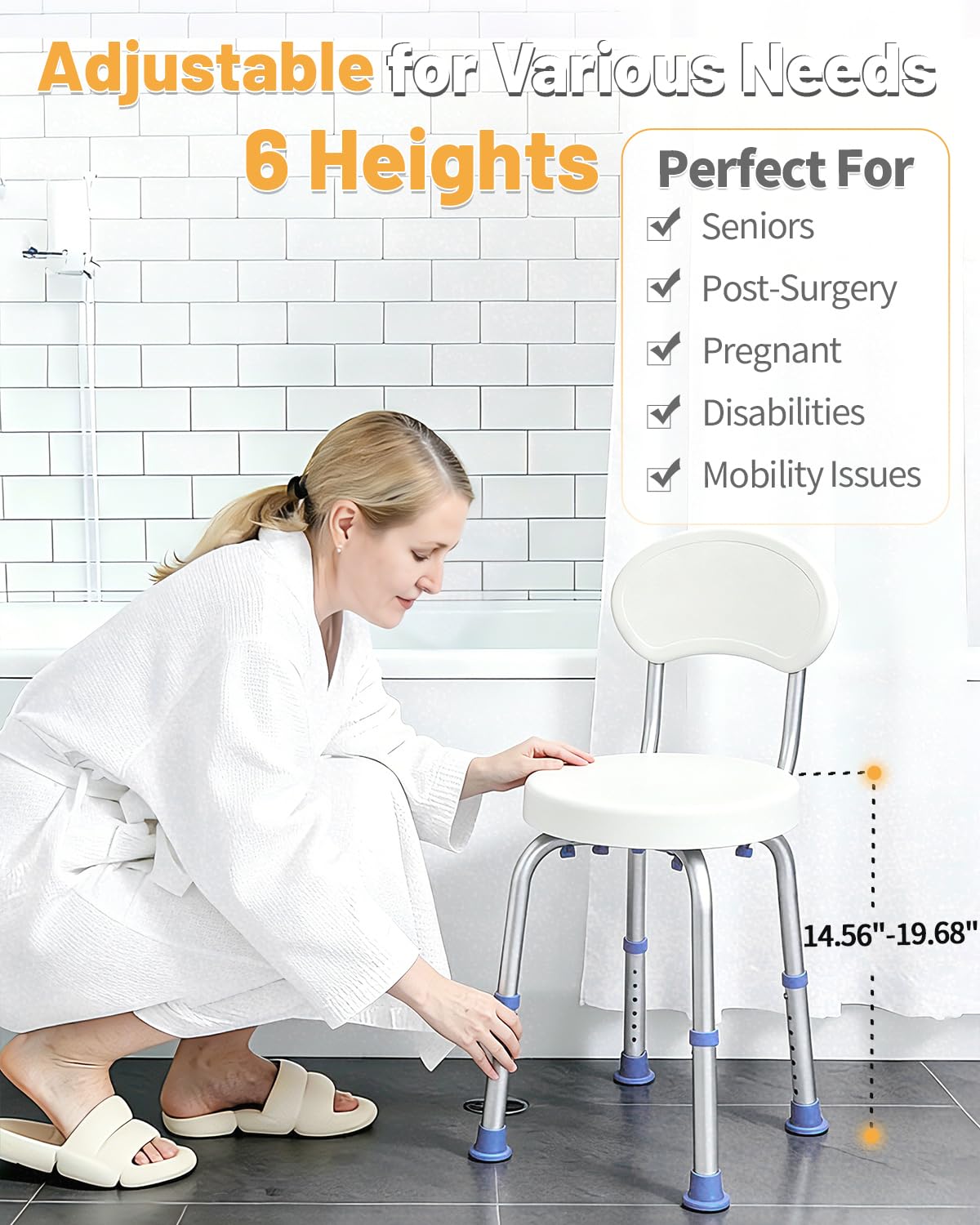 Swivel Shower Chair with Back T629