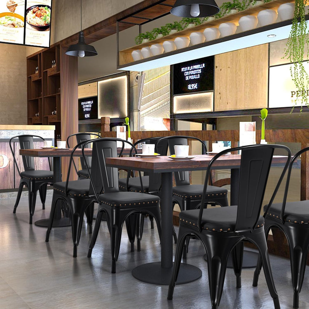 Black Cushioned Metal Dining Chairs Set of 4 W9889
