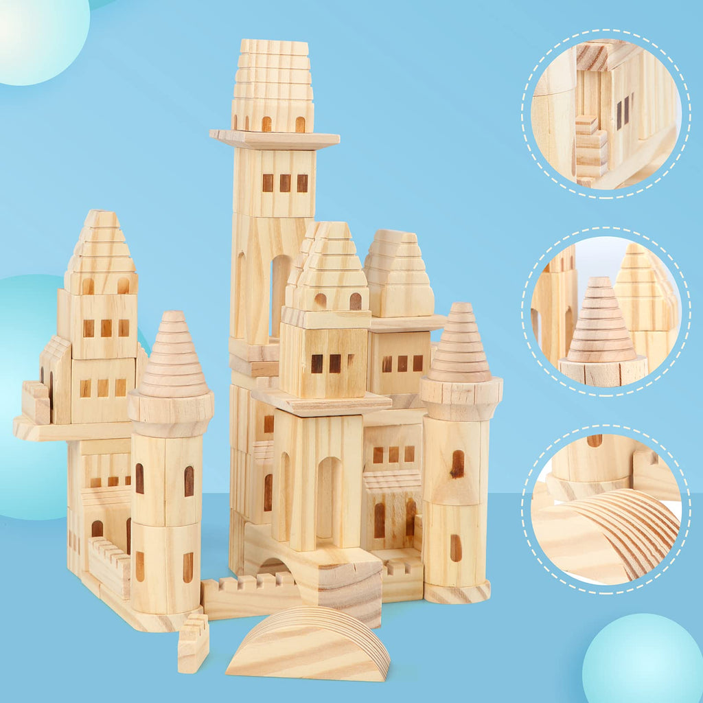75 Pieces Wooden Castle Building Blocks E1438