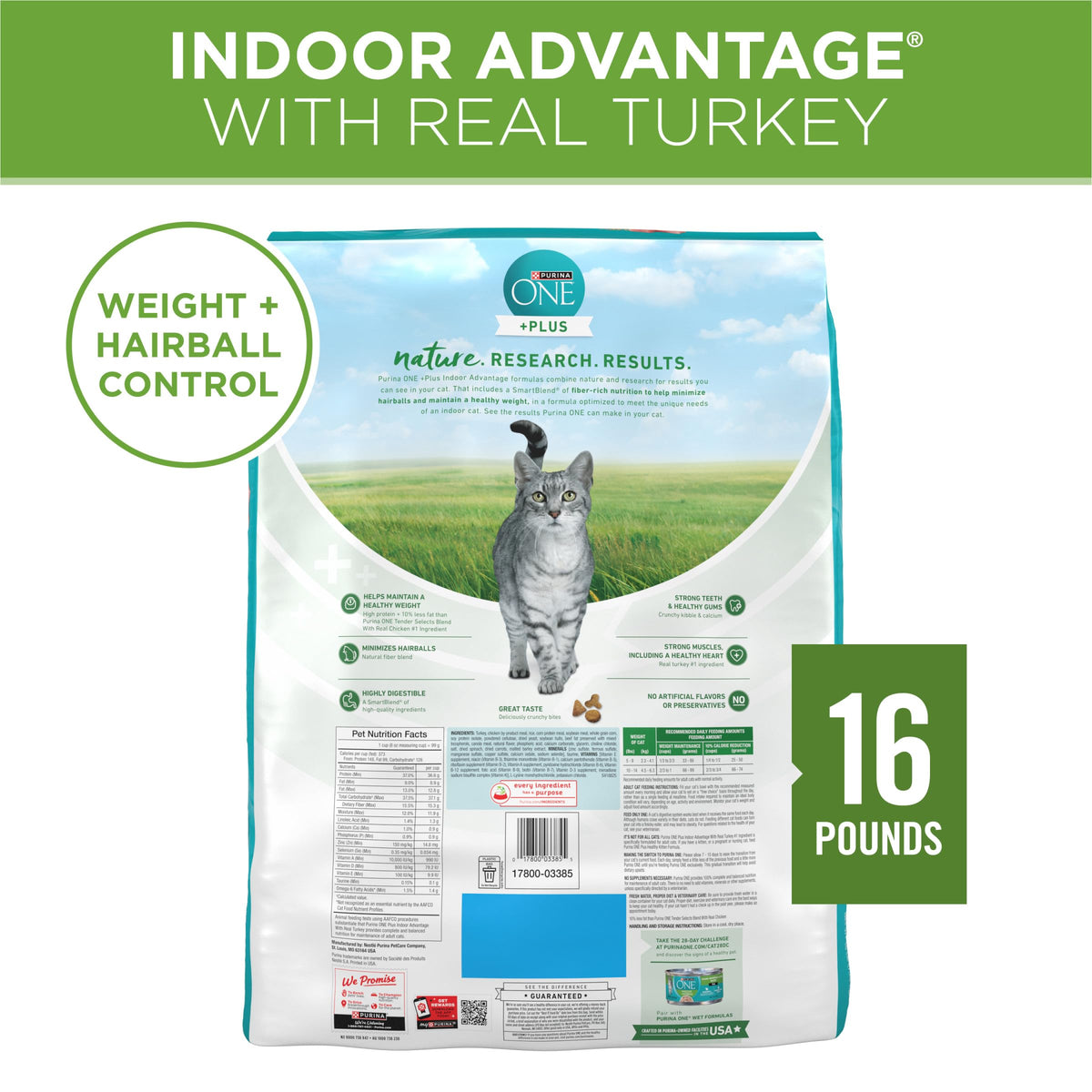Indoor Weight Control Dry Cat Food 16 lb Bag B30978