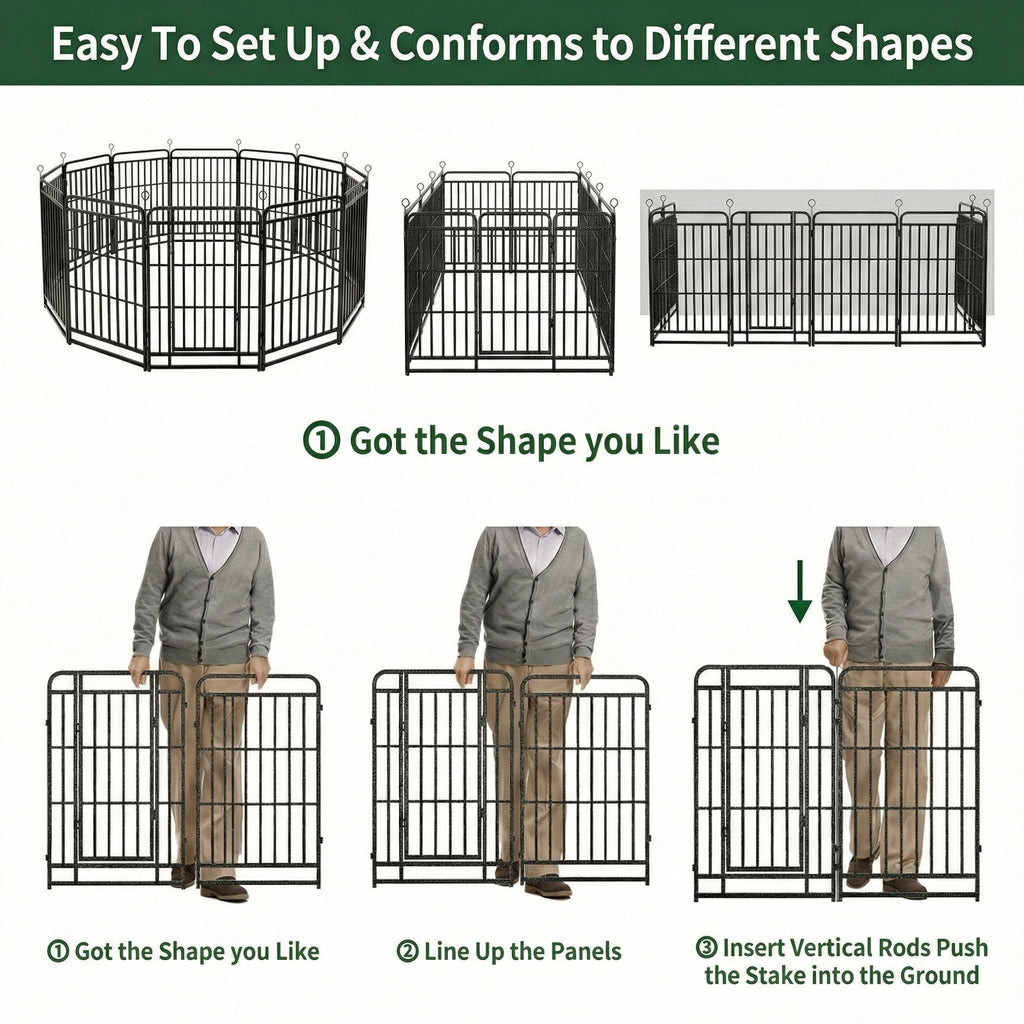 16 Panels 40'' Rustproof Metal Dog Playpen V85166