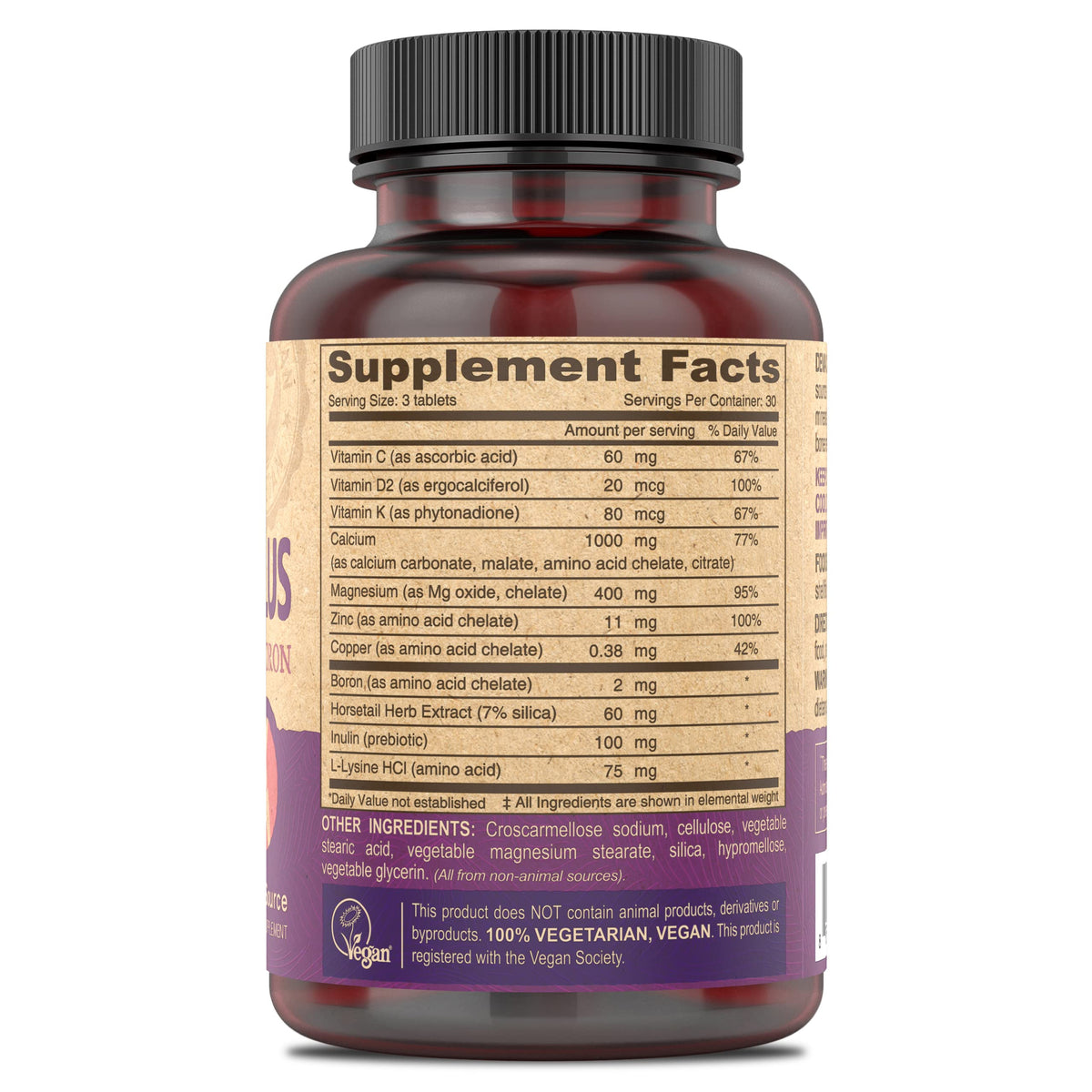 Vegan Calcium Magnesium Supplement with Zinc 90 Tablets E86240