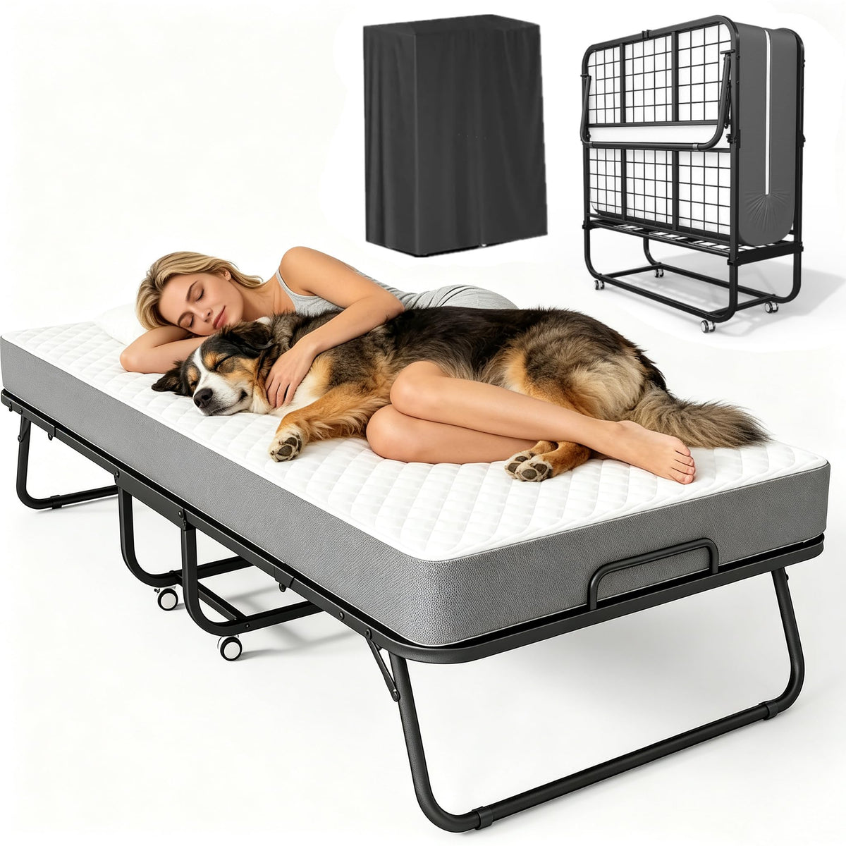 Folding Bed with Mattress 75" x 31" 5" Memory Foam X7331