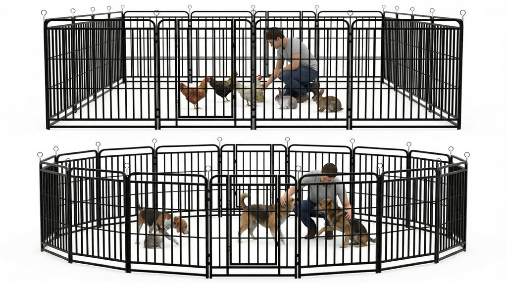 16 Panels 40'' Rustproof Metal Dog Playpen V85166