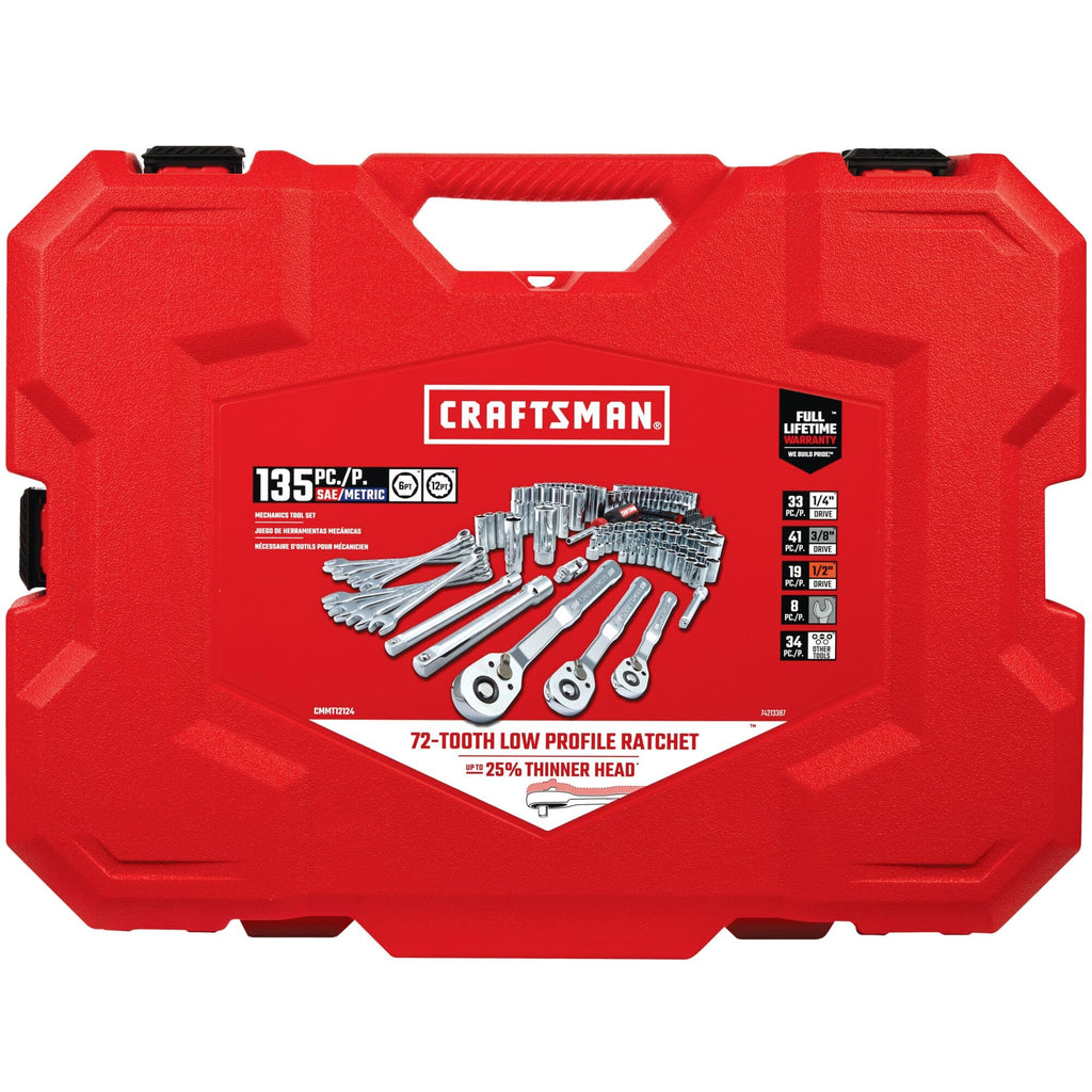 135 Pcs SAE and Metric Socket Wrench Set with Case X113619
