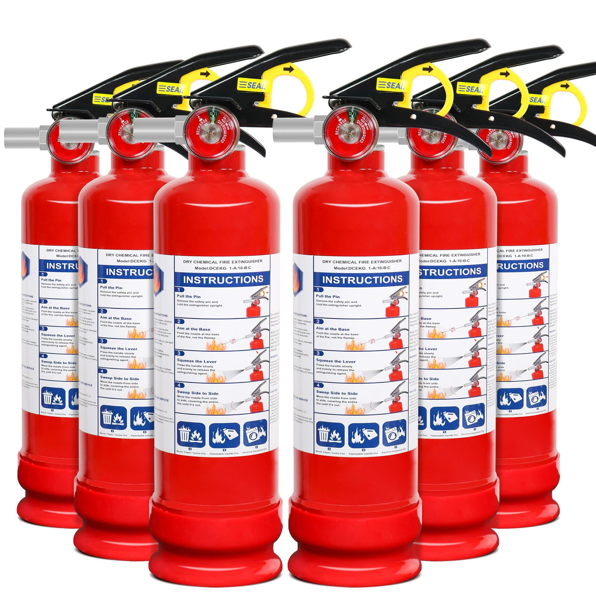 6 Pack ABC Dry Chemical Fire Extinguishers M4813