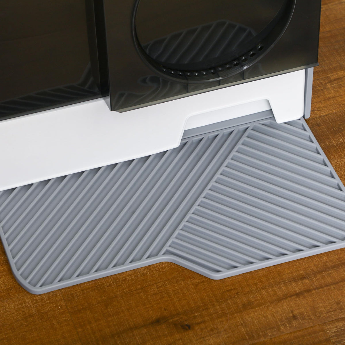 Hooded Cat Litter Box with Litter Mat, Pull-Out Drawer, Handle, Scoop, Gray S527