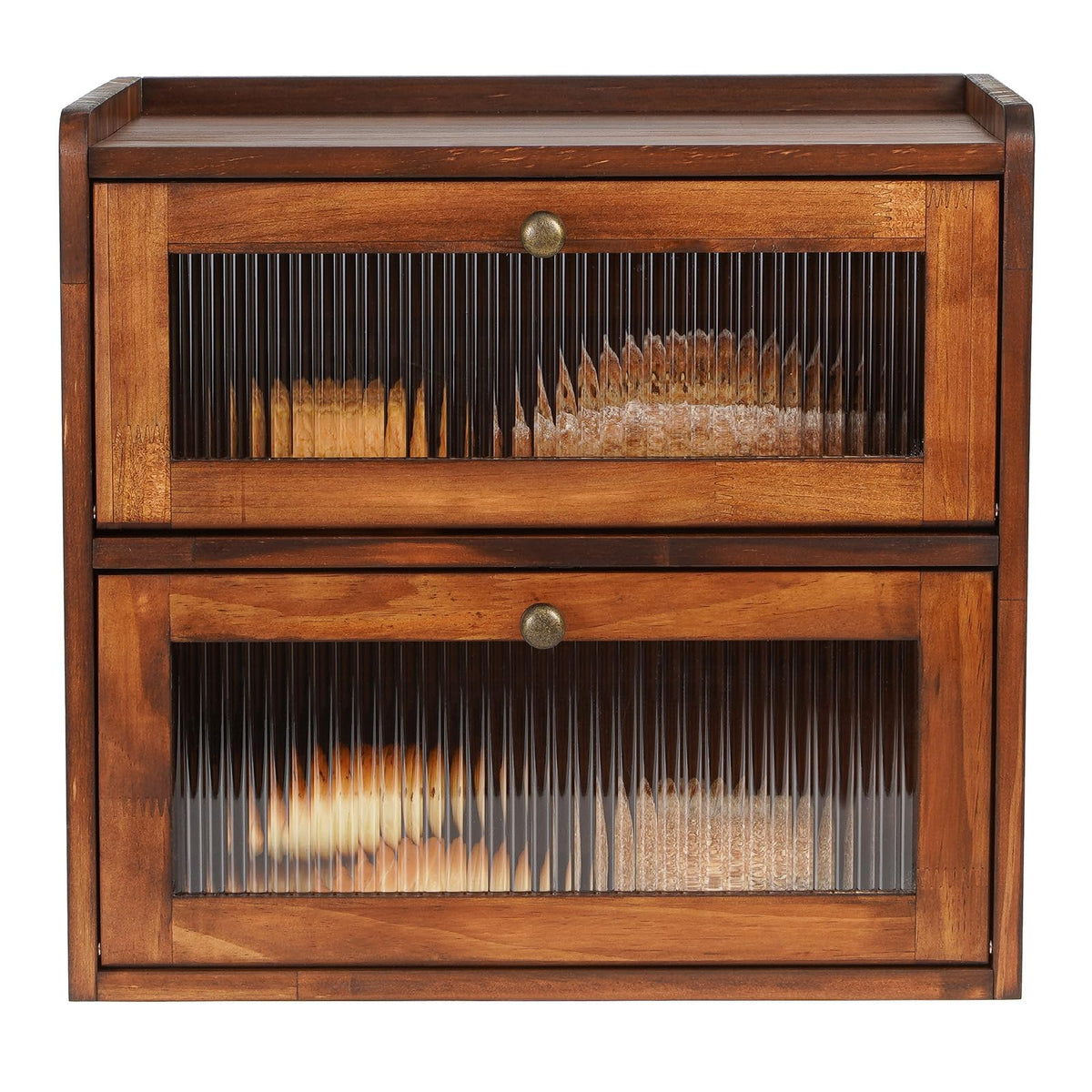 Brown 2 Layer Wooden Bread Box L4333