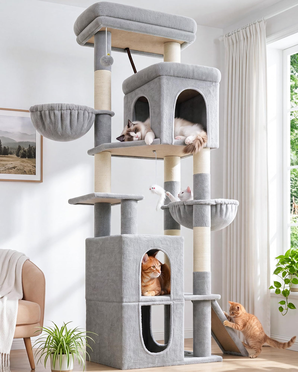 70 inch Light Grey Cat Tree Condos M379179