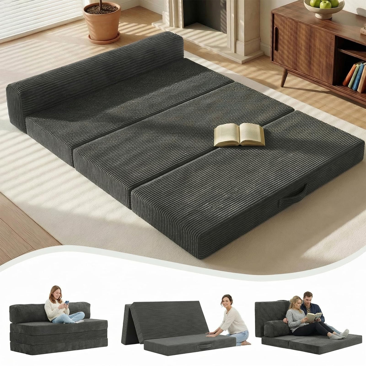 6 inch Tri-Folding Full Size Grey Mattress U41057